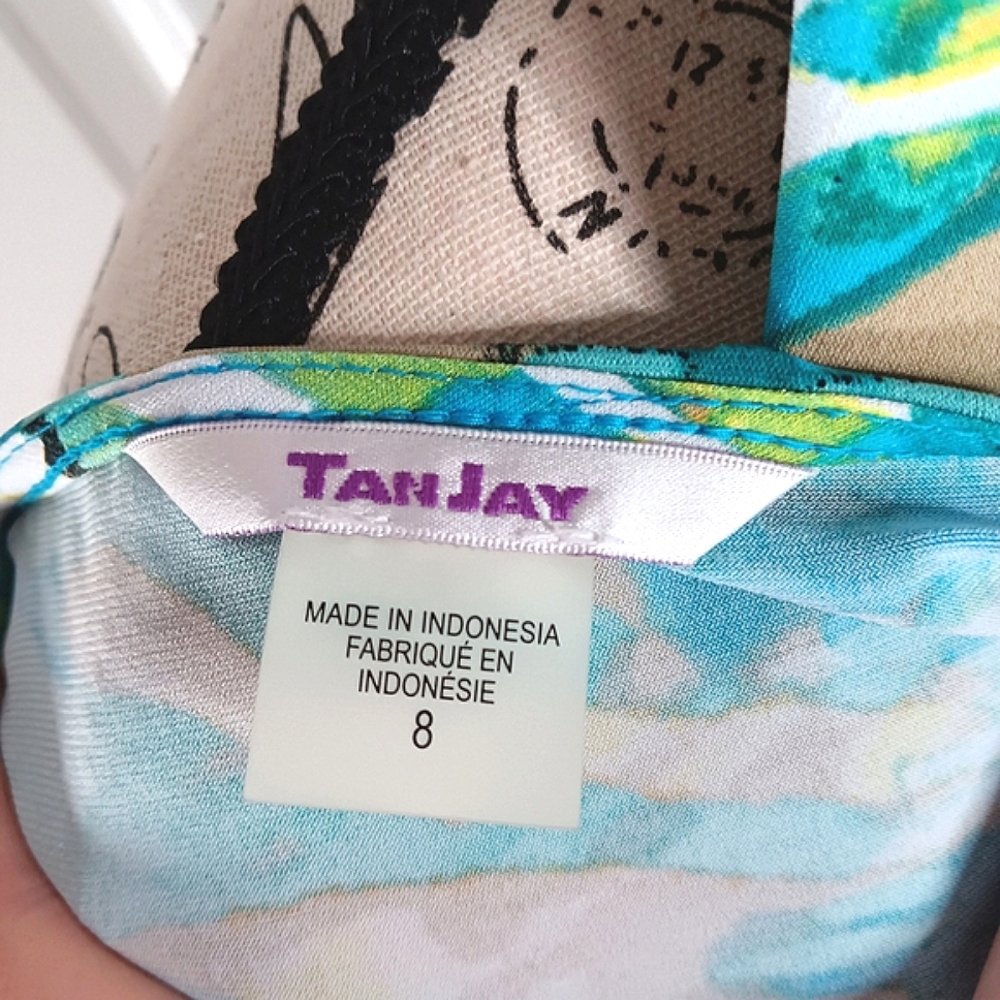 TanJay Sleeveless Ruched Maxi Dress Size 8 Teal Mulyi-Color Summer Party - Picture 2 of 13